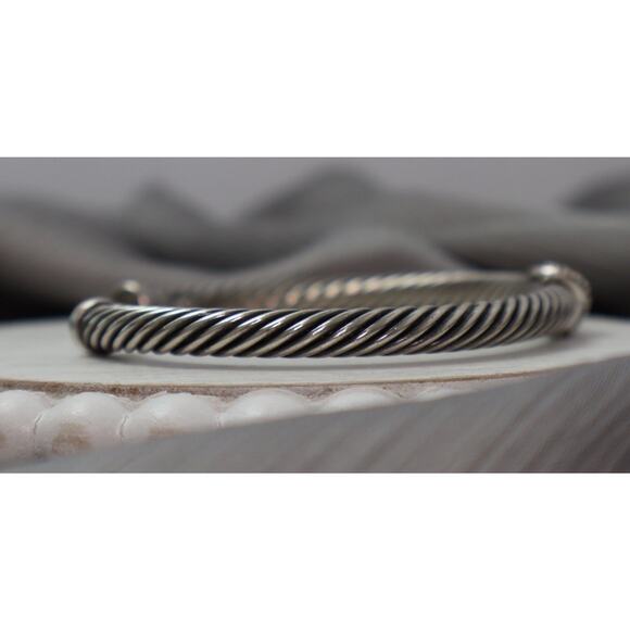 David Yurman 925 & 18k Diamond X Station Cuff Bracelet 29.2G/7.25in/4.9mm - Picture 3 of 7